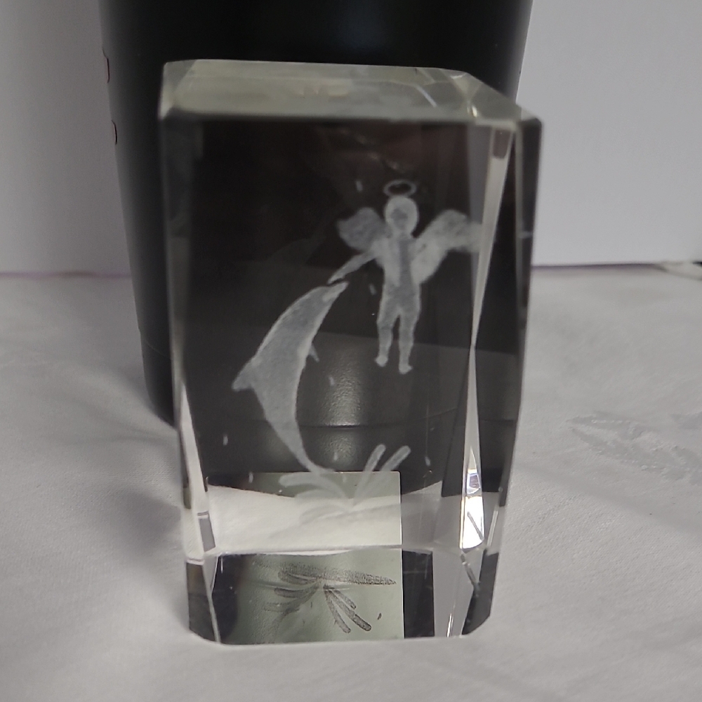 Crystal Angel and Dolphin Figurine